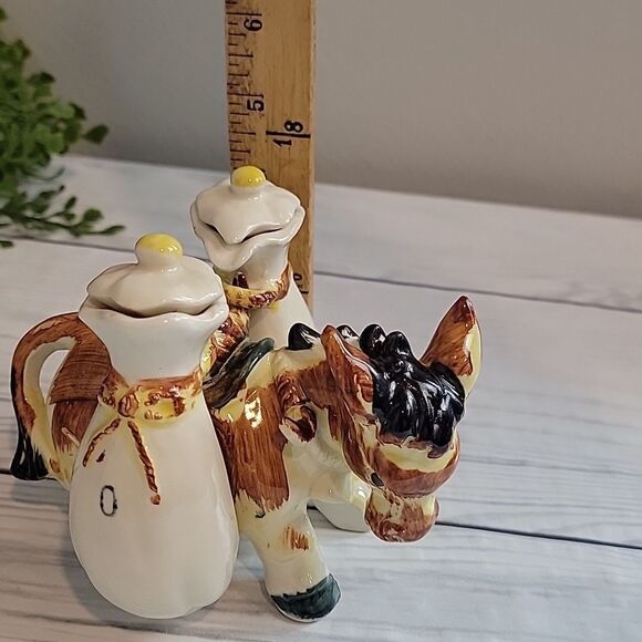 Vintage pack mule vinegar and oil set in porcelain - Picture 8 of 10